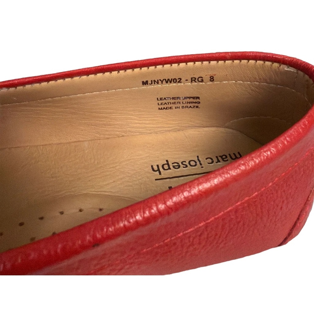 Marc Joseph Women’s Red Pebbled Leather Driving Loafers Size 8 Made in Brazil - Picture 11 of 13